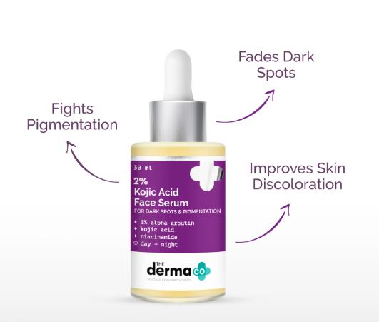 The Derma Co 2% Kojic Acid Face Serum I With 1% Alpha Arbutin & Niacinamide | Reduces Dark Spots, Pigmentation & Blemishes | For All Skin types | 30 ml